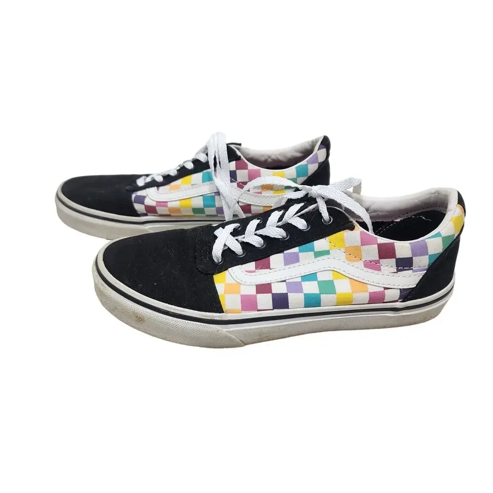 Vans Old Skool Rainbow Checkerboard Shoes Size 5